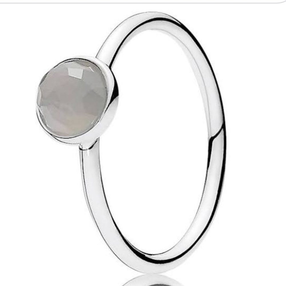 June droplet ring- grey moonstone